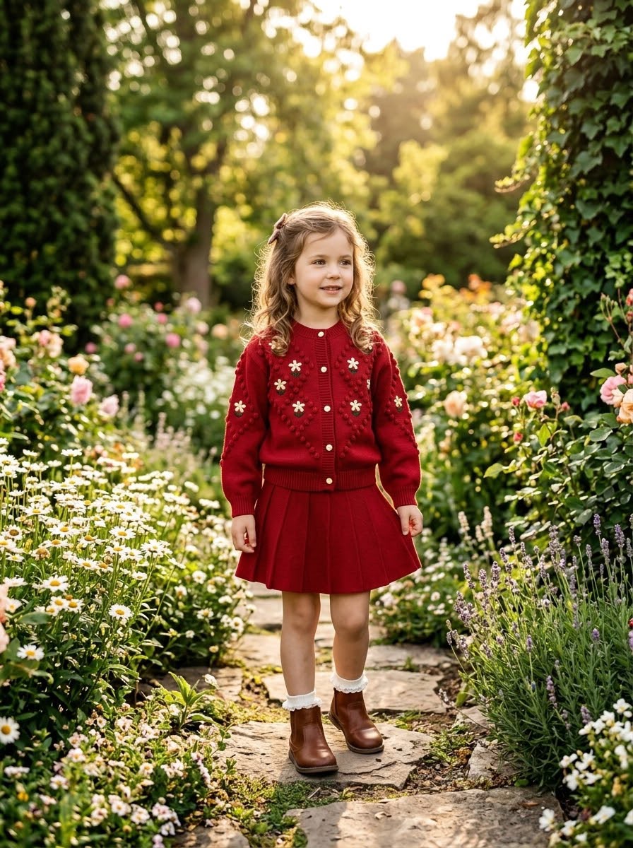 Conjunto Infantil Tricô Mussi Florzinhas