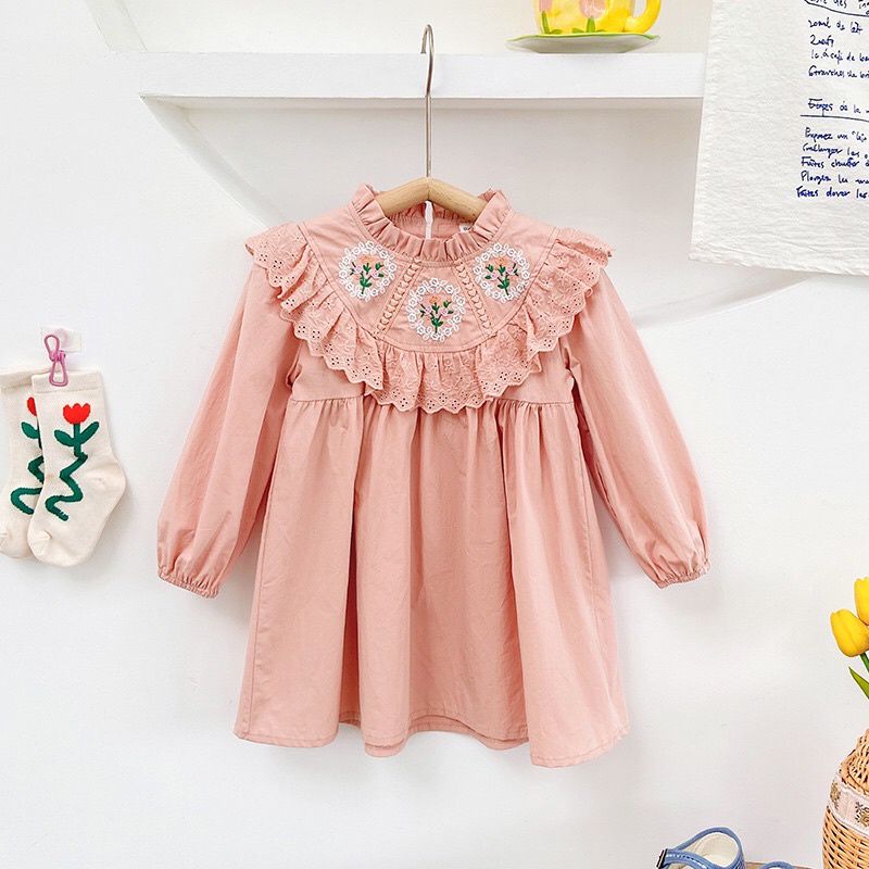Vestido Infantil Rosa Flores