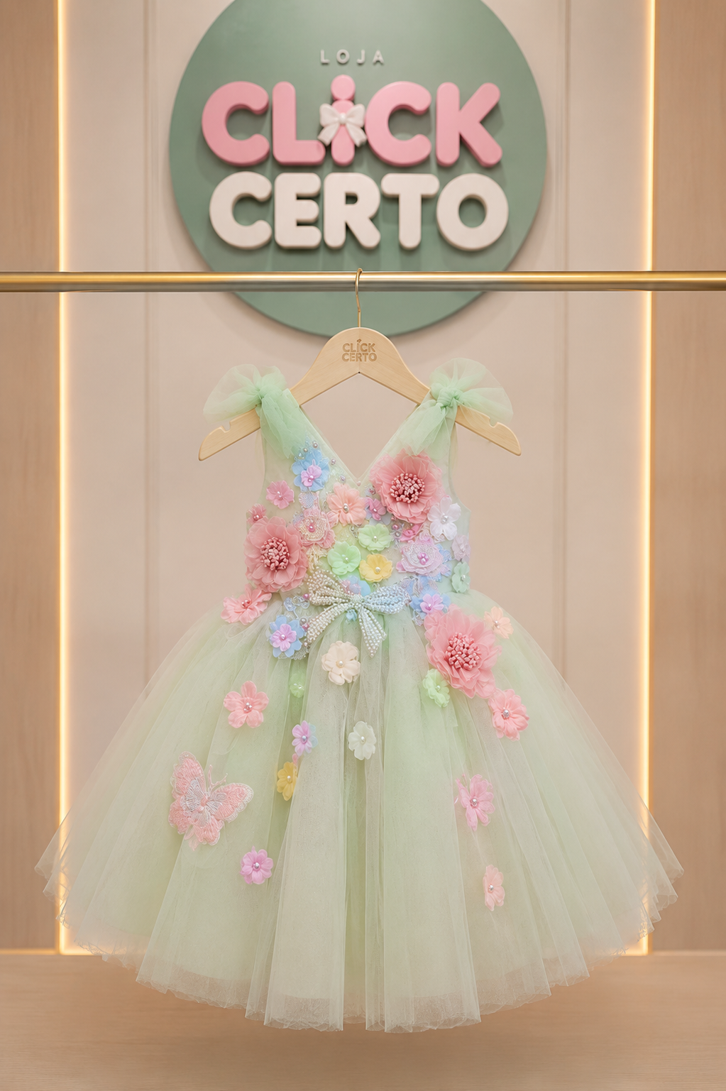 Vestido De Festa Infantil Jardim Encantado Verde