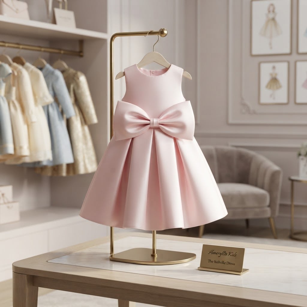 Vestido Infantil Rosa Lacinho