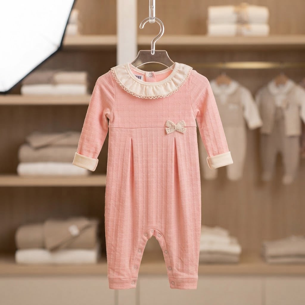 Macacão Infantil Rosa Lacinho