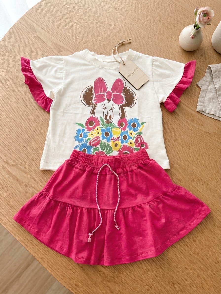 Conjunto Saia Minie Flores