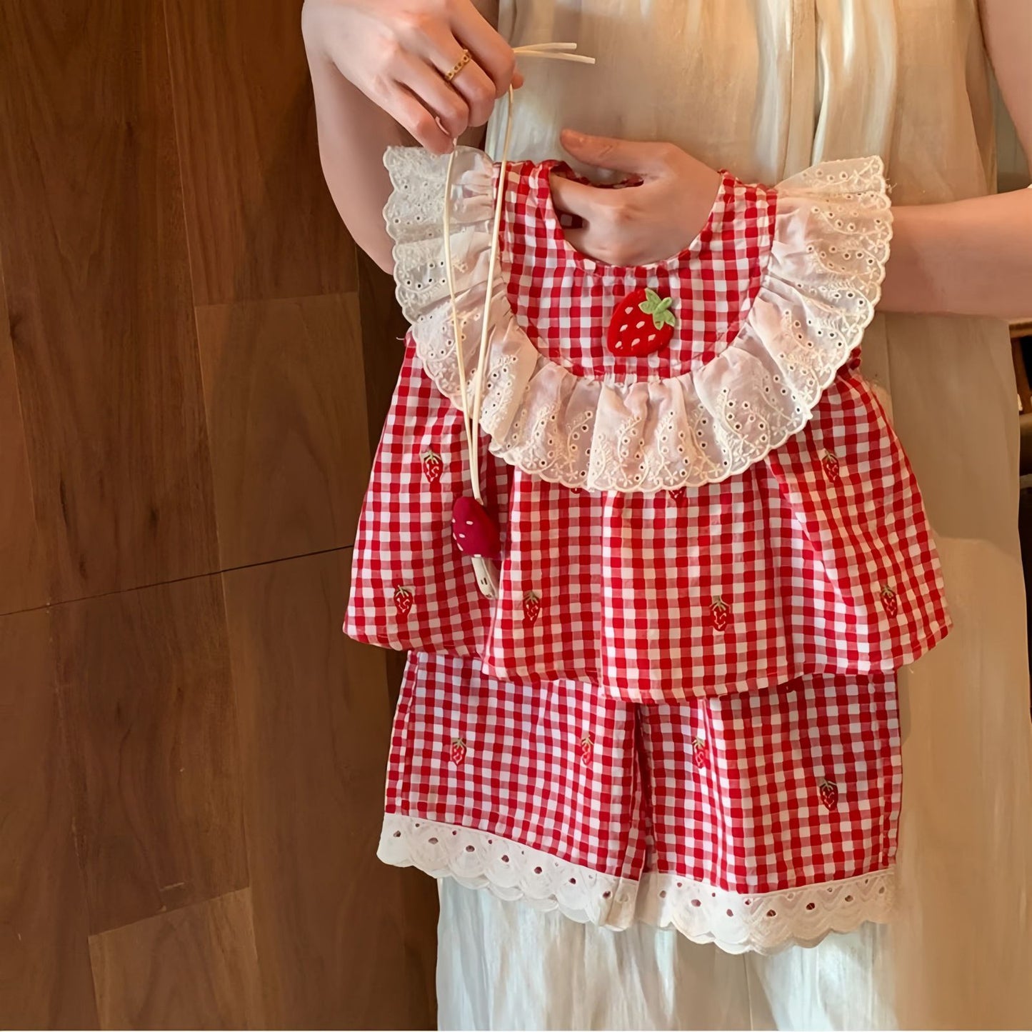 Conjunto Infantil Xadrez Moranguinhos