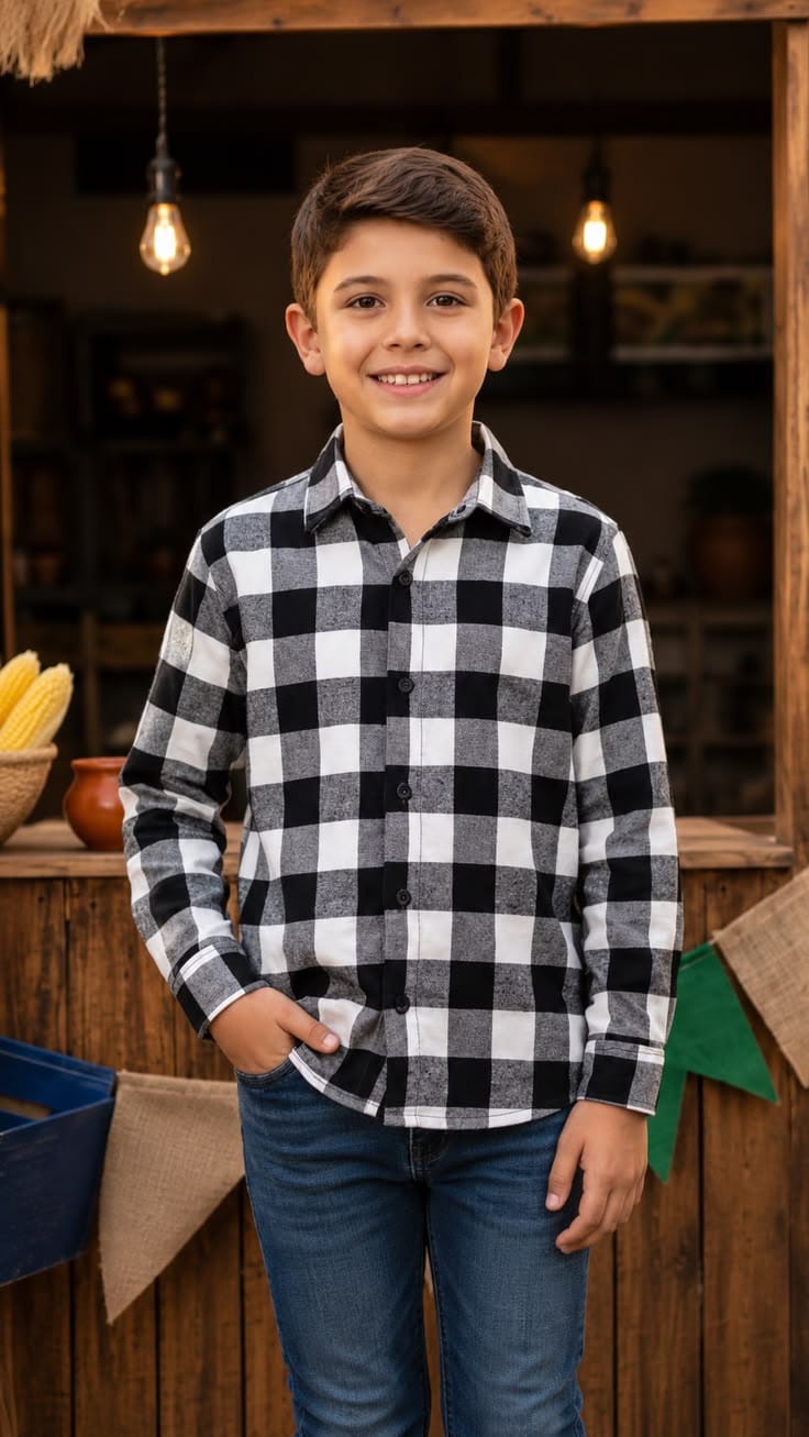 Camisa Infantil Masculina Xadrez