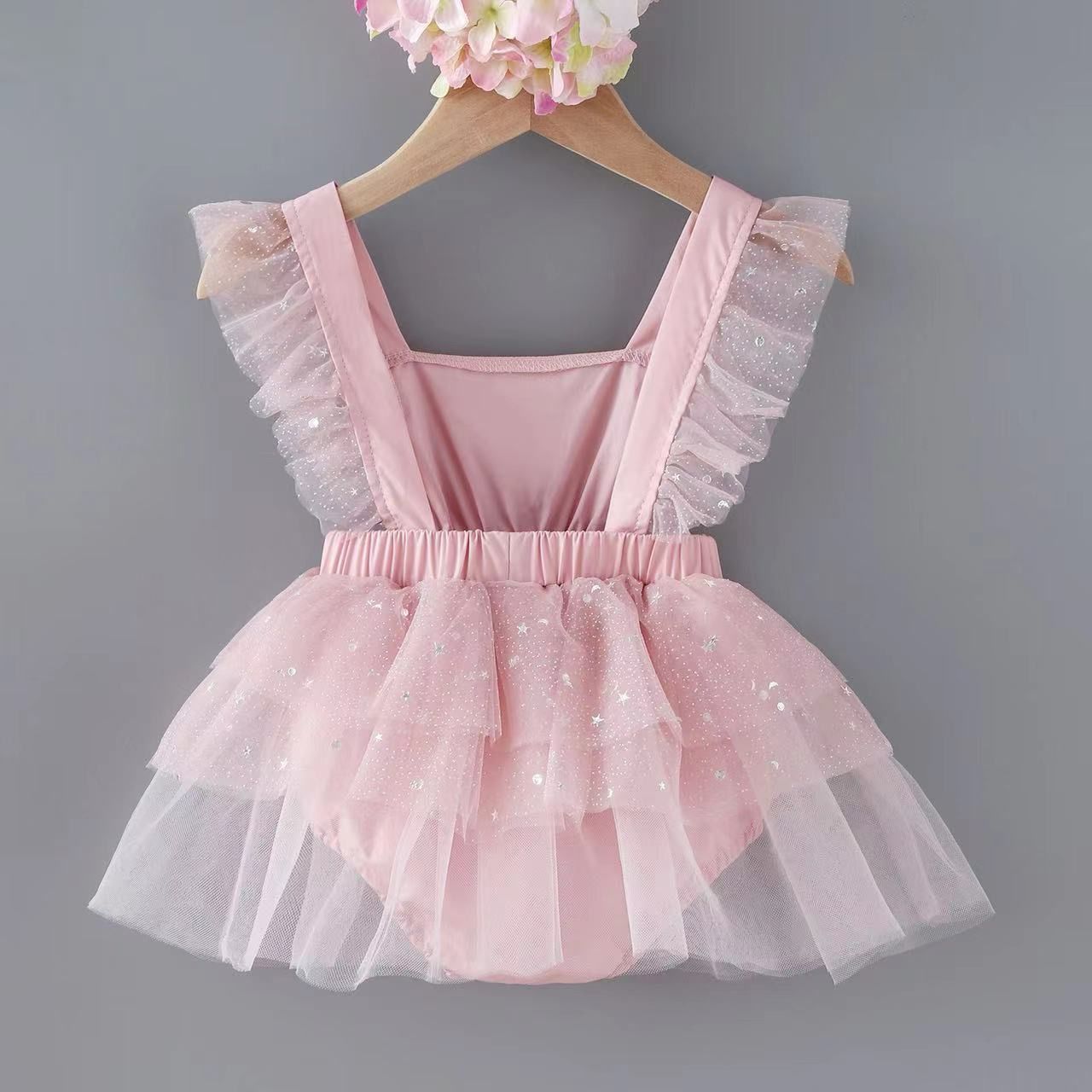 Body Infantil Feminino Rose Tule