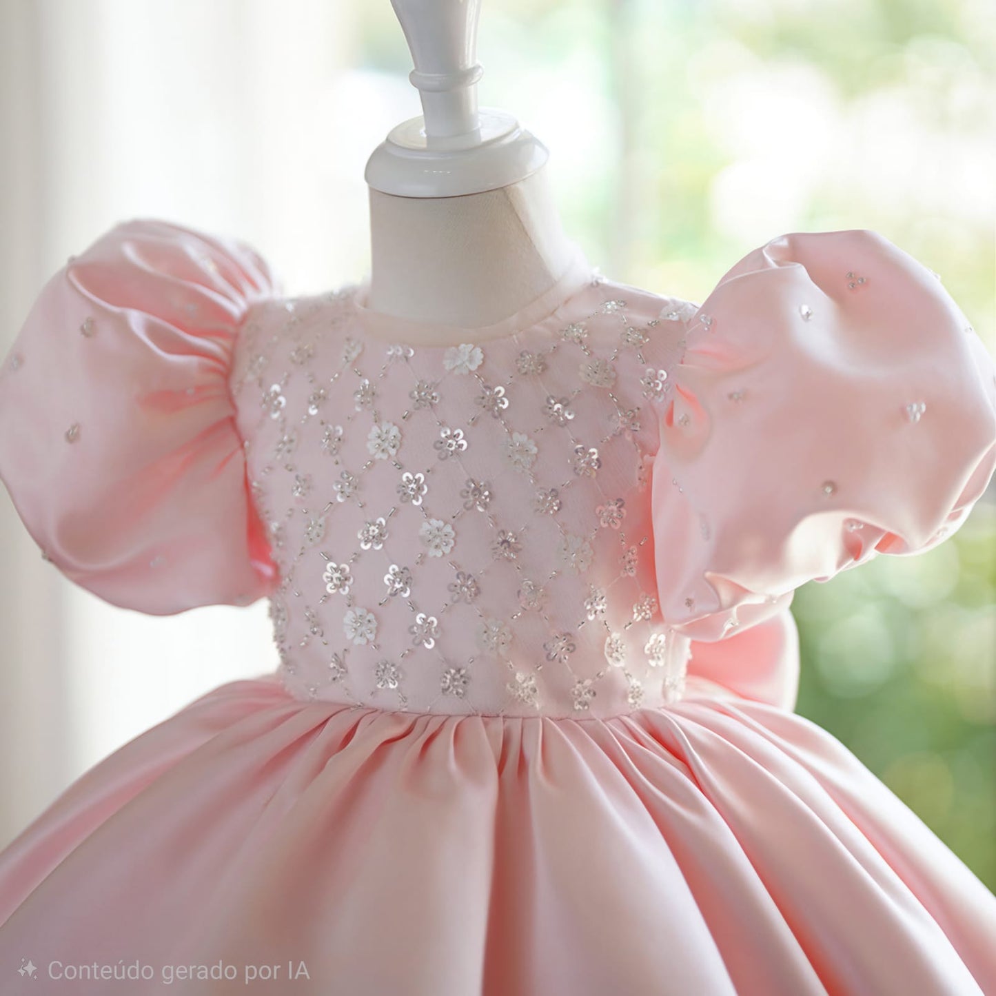 Vestido de Festa Infantil Rosa Lantejoulas