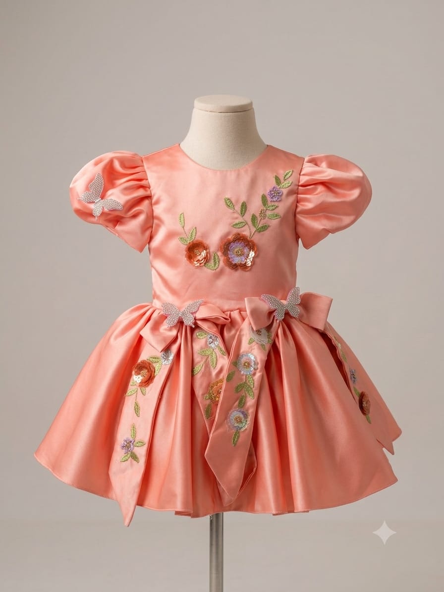 Vestido de Festa Infantil Laço e Flores