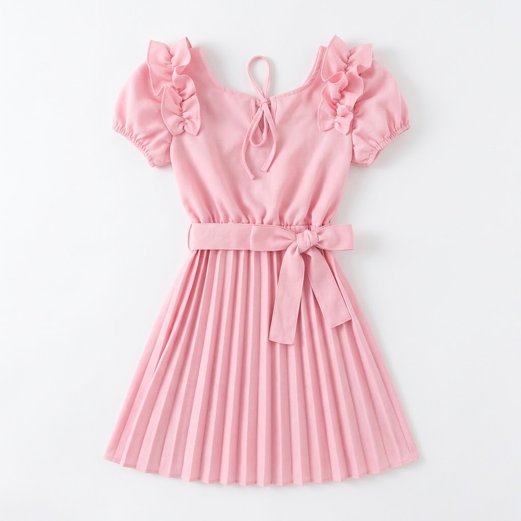Vestido Plissado com Faixa