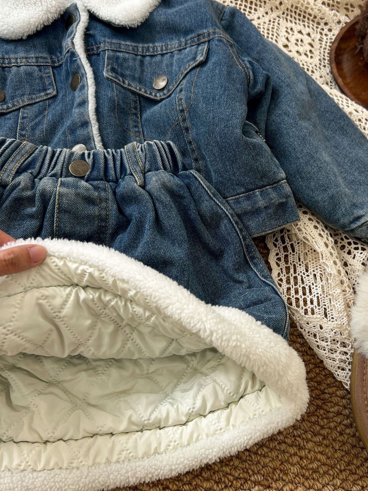 Conjunto Infantil Jeans Pelinhos