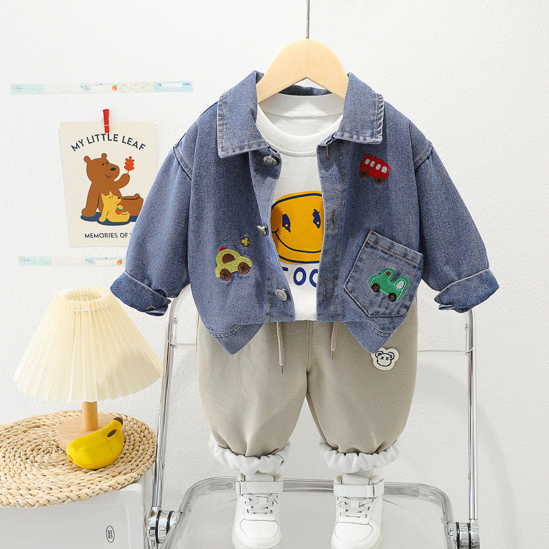 Conjunto Infantil Masculino Jaqueta Carrinhos + Calça