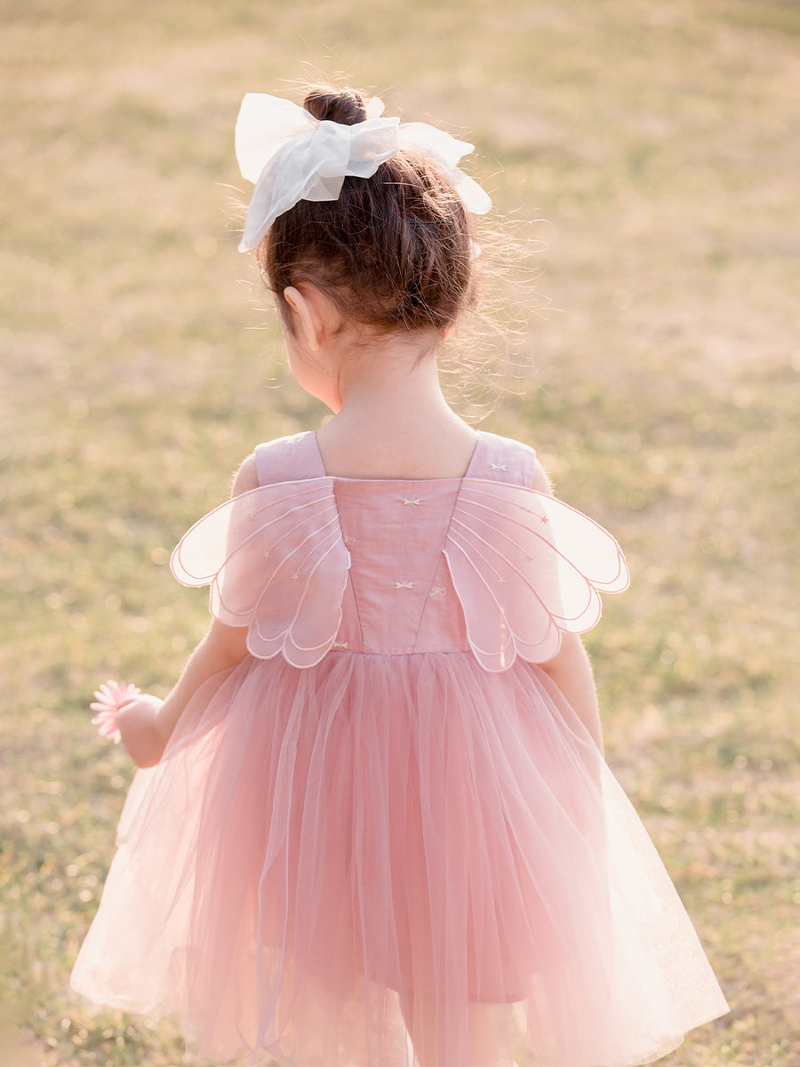 Vestido Infantil com Tule e Asas