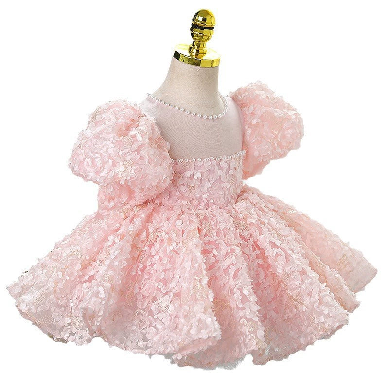 Vestido De Festa Infantil Florzinhas 3D