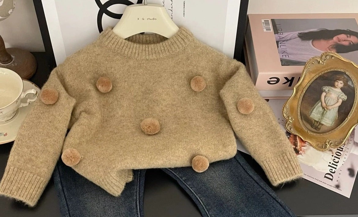 Blusa Infantil Feminino Inverno Pompom