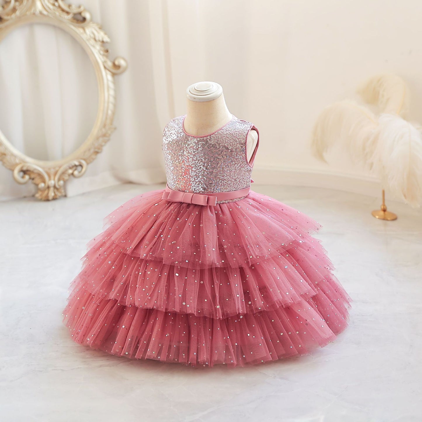 Vestido De Festa Brilhante Tule Camadas