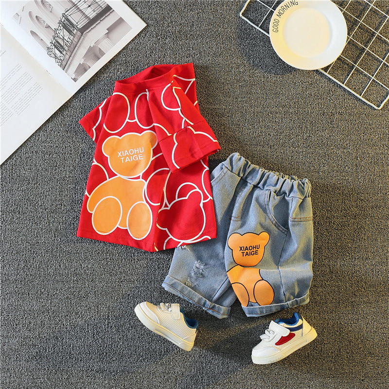 Conjunto Infantil Ursinho e Shorts Jeans