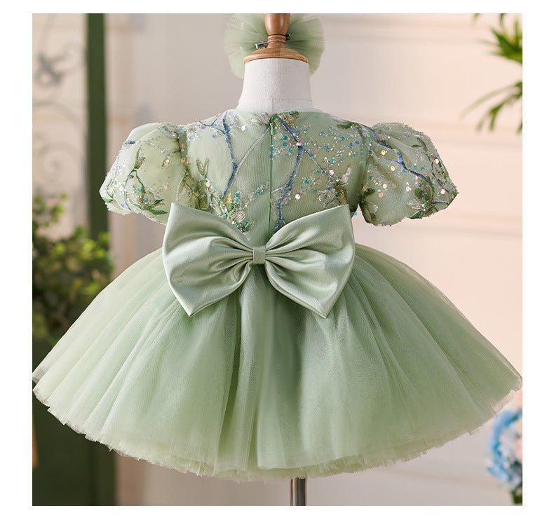 Vestido Infantil De Festa Verde Brilhante