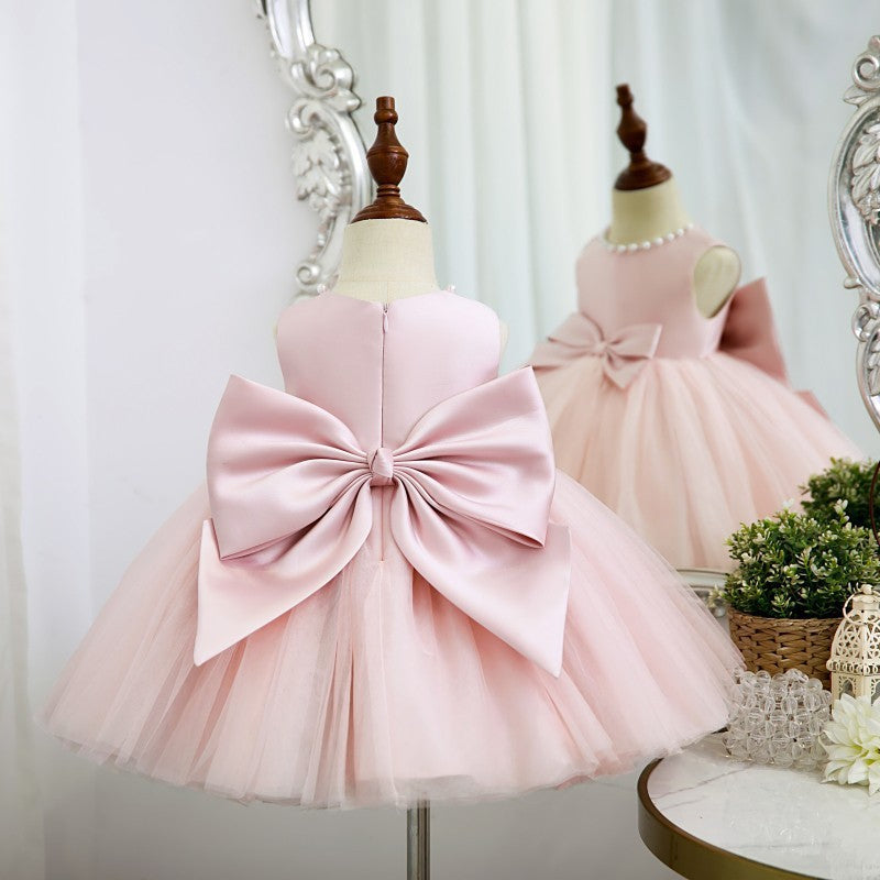 Vestido Infantil De Festa Lacinho e Pérolas