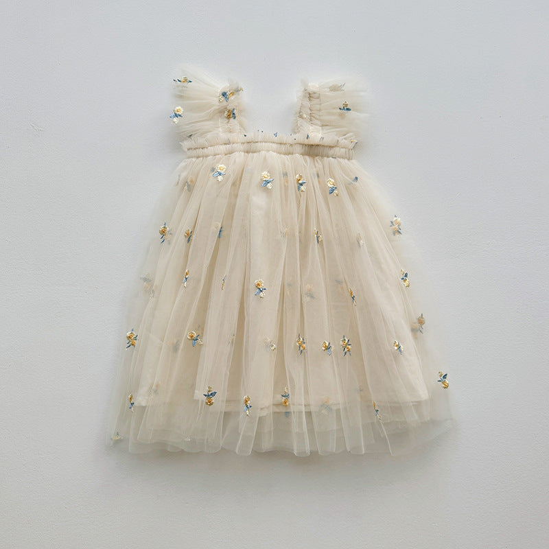 Vestido Infantil De Tule Florzinhas