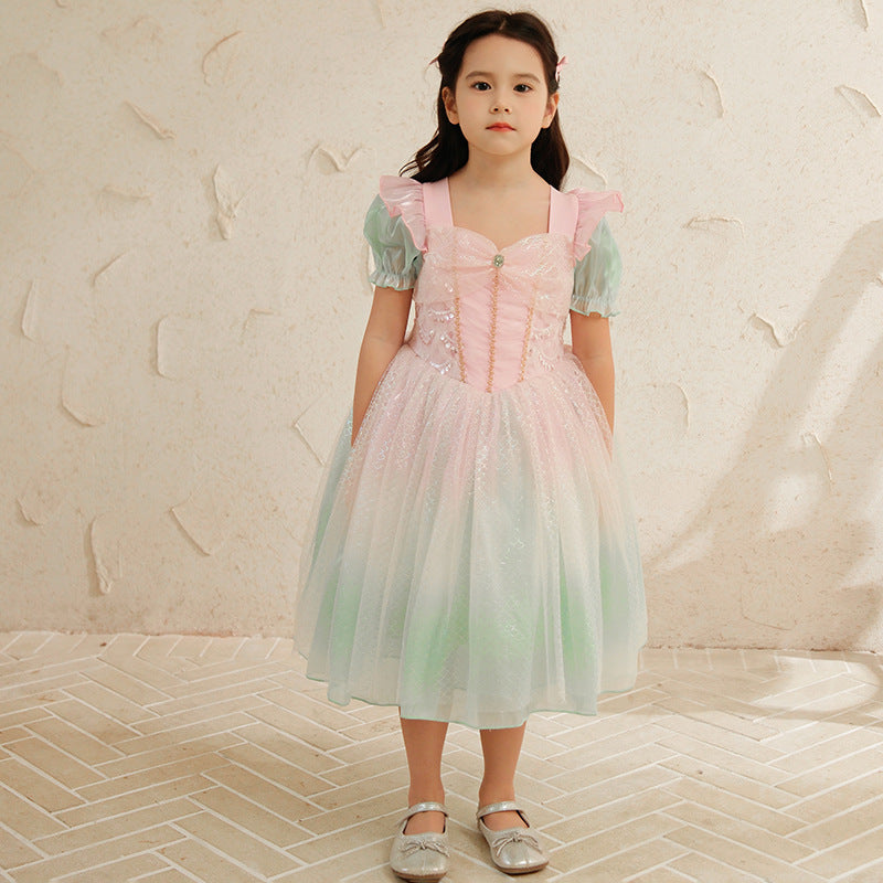 Vestido De Festa Infantil Rosa Sereia