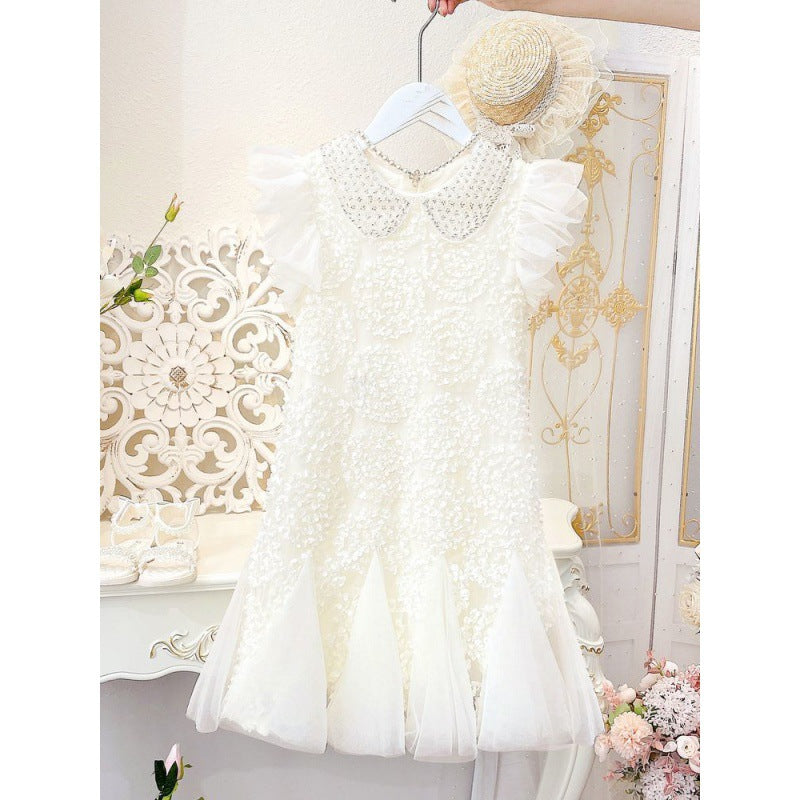 Vestido Infantil Florzinhas Gola Brilhante