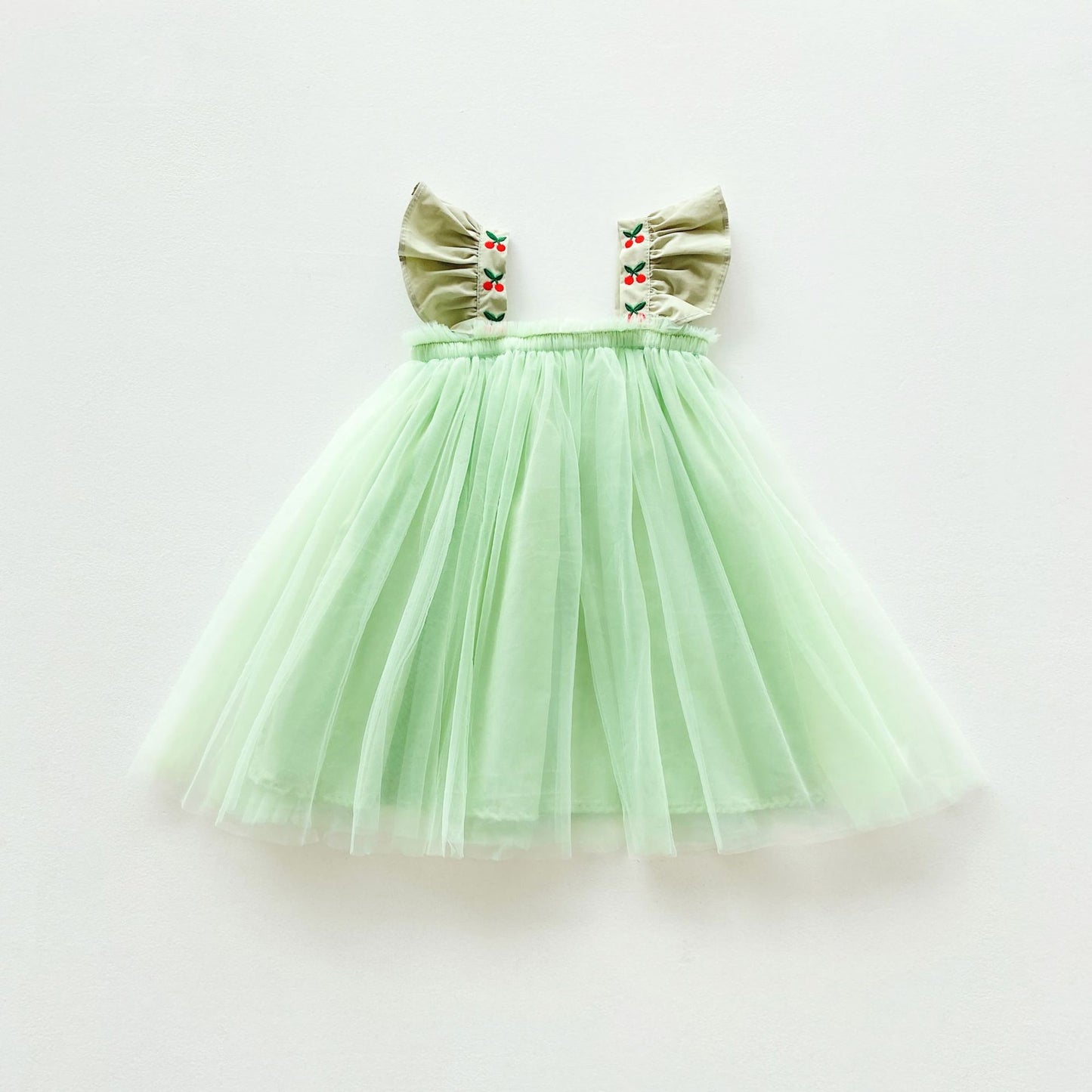 Vestido Infantil Tule Alcinha Cerejinhas