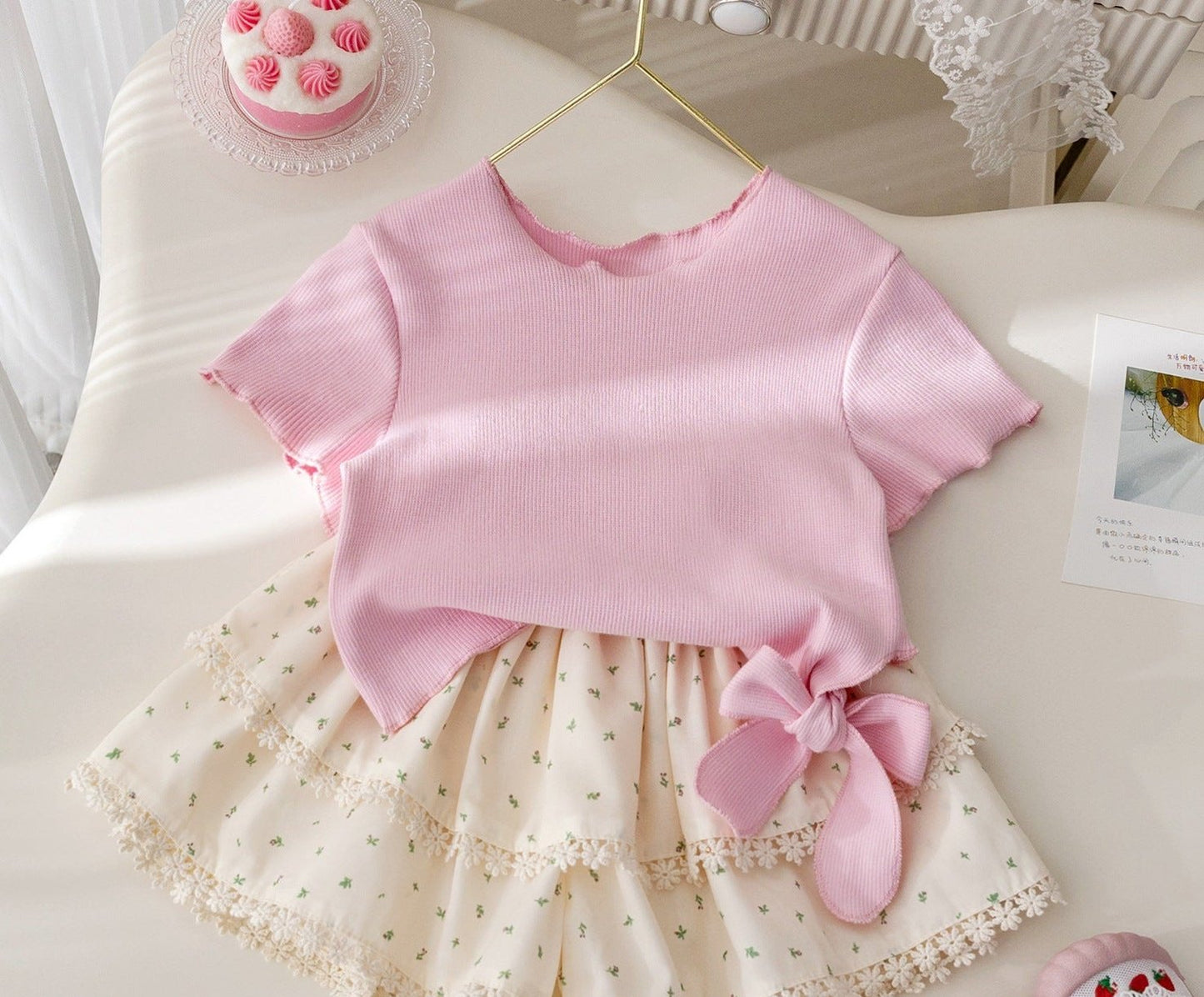 Conjunto Infantil Feminino Lacinho e Sainha