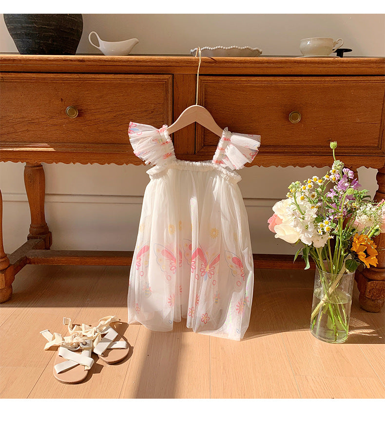 Vestido Infantil de Tule Florzinhas
