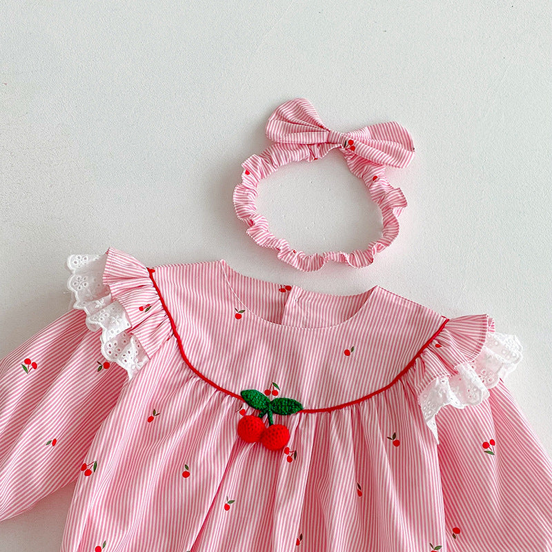 Body Infantil Rosa Cerejinhas