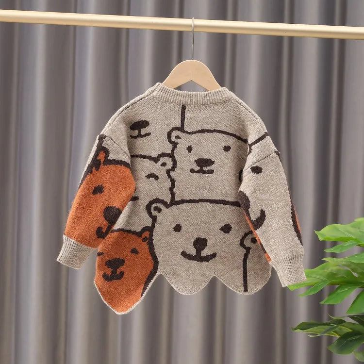 Blusa Infantil Tricô Engrossado Ursinhos 6-7 Anos