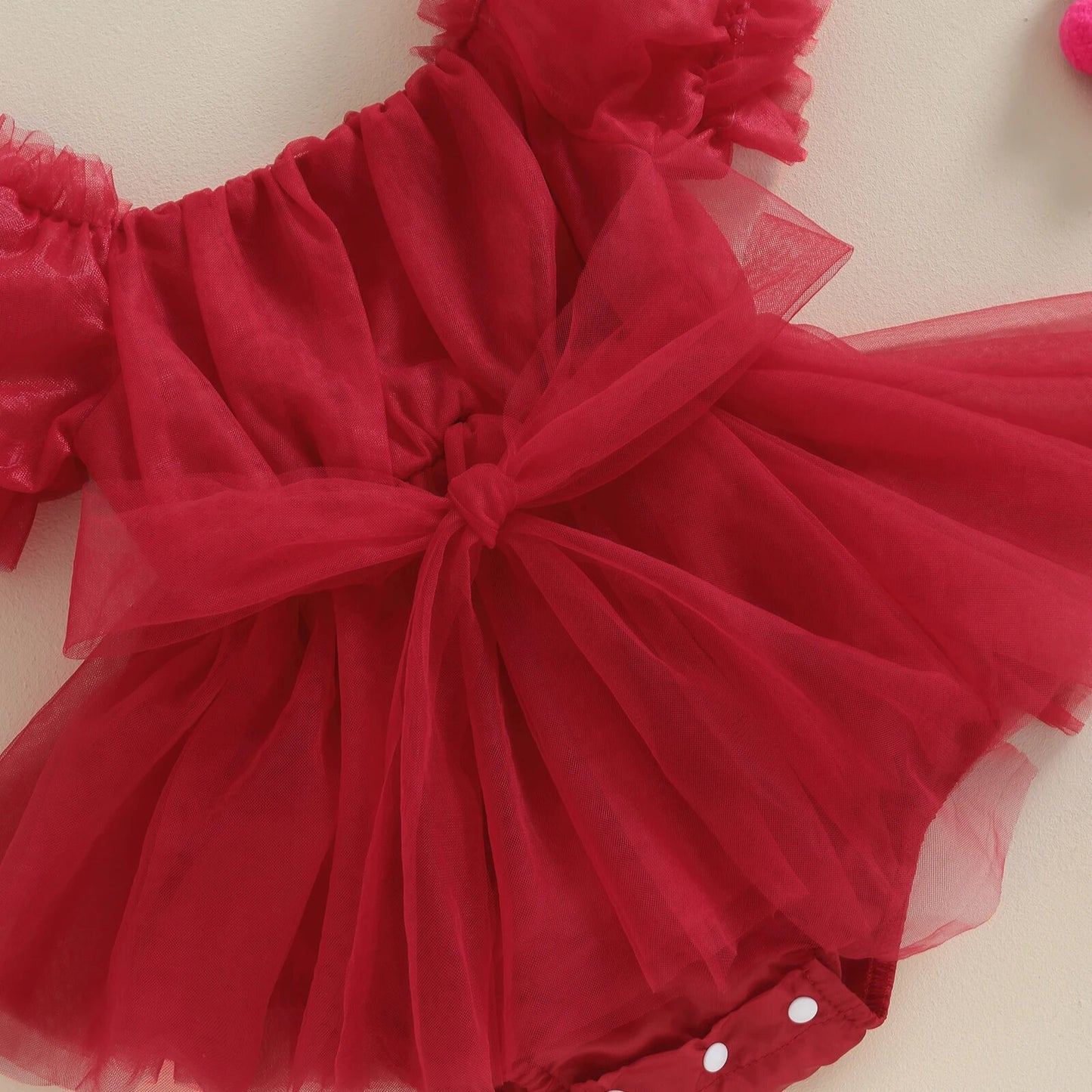 Body Infantil Natal Tule Laço + Faixinha