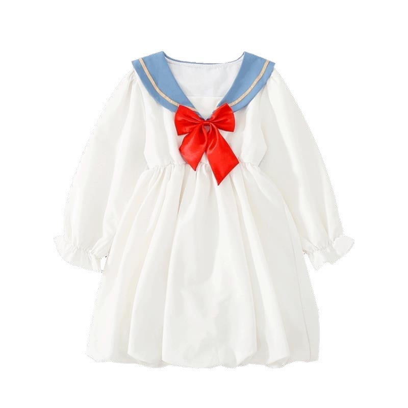 Vestido Infantil Laço Vermelho Manga Longa