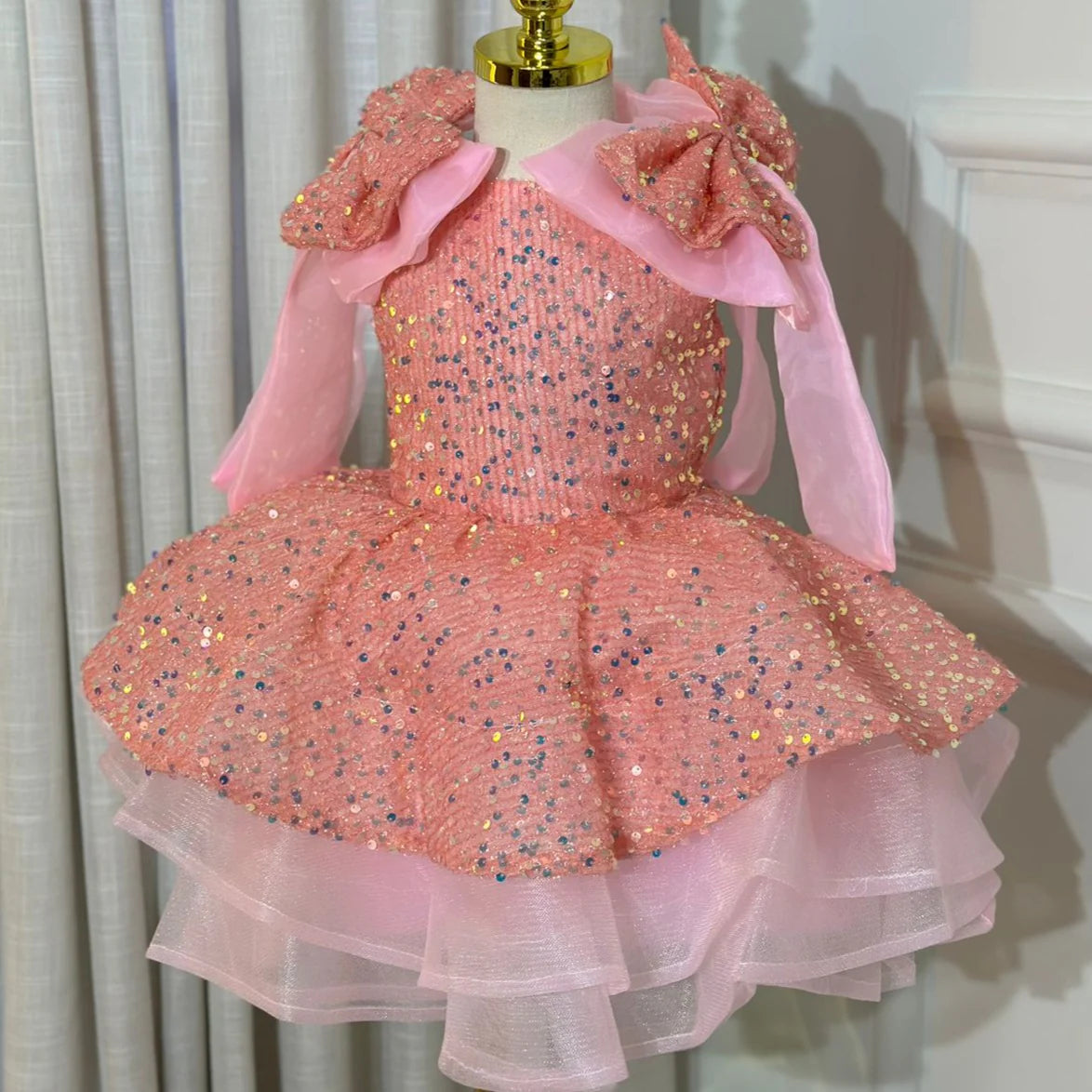 Vestido De Festa Infantil Lantejoulas Lacinho