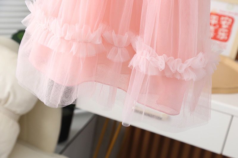 Vestido Infantil Rosa Tule