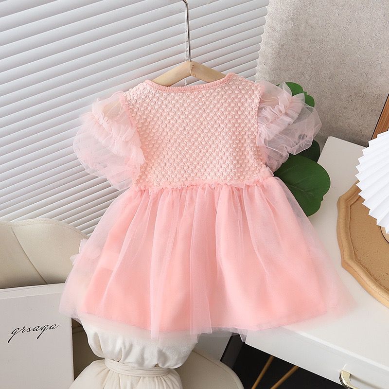 Vestido Infantil Rosa Tule