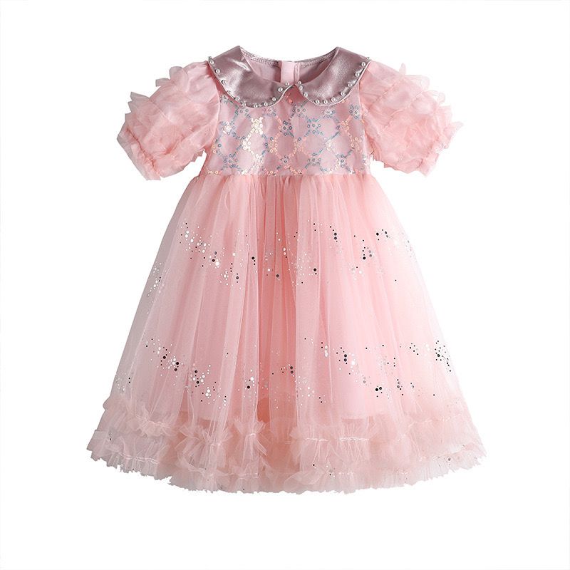 Vestido De Festa Rosa Tule Bufante Brilhante