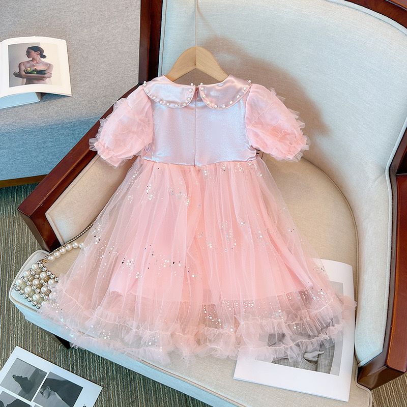 Vestido De Festa Rosa Tule Bufante Brilhante