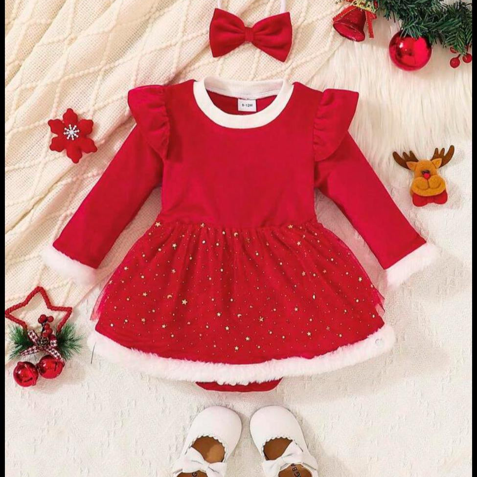 Vestido Infantil Natal Brilhante