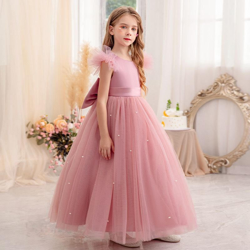 Vestido Infantil Tule Aplique Pérolas