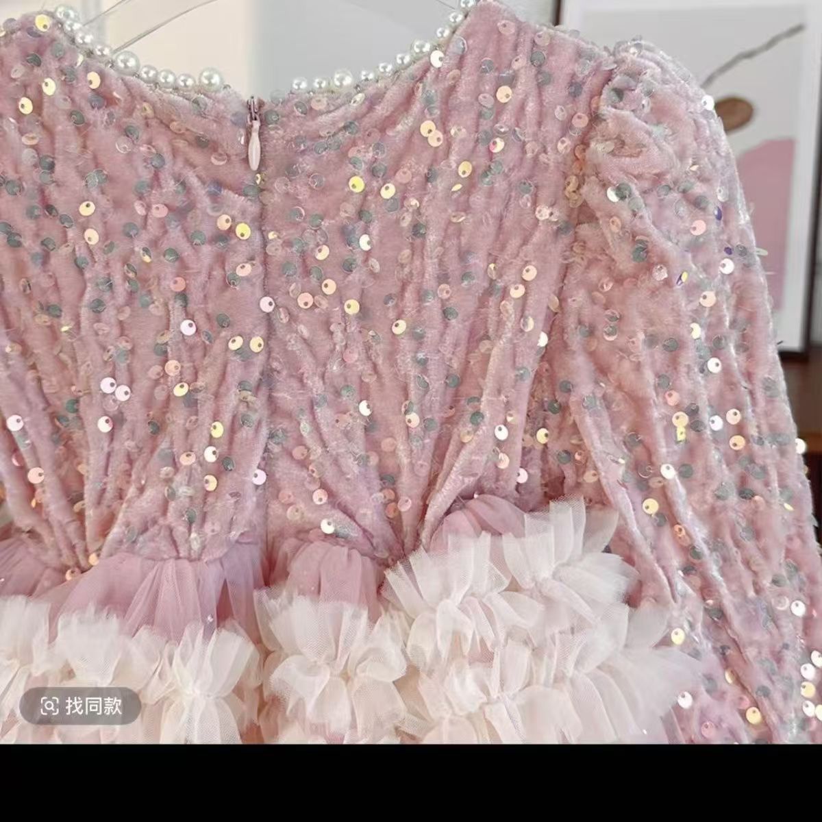 Vestido Infantil Paetê Rosa