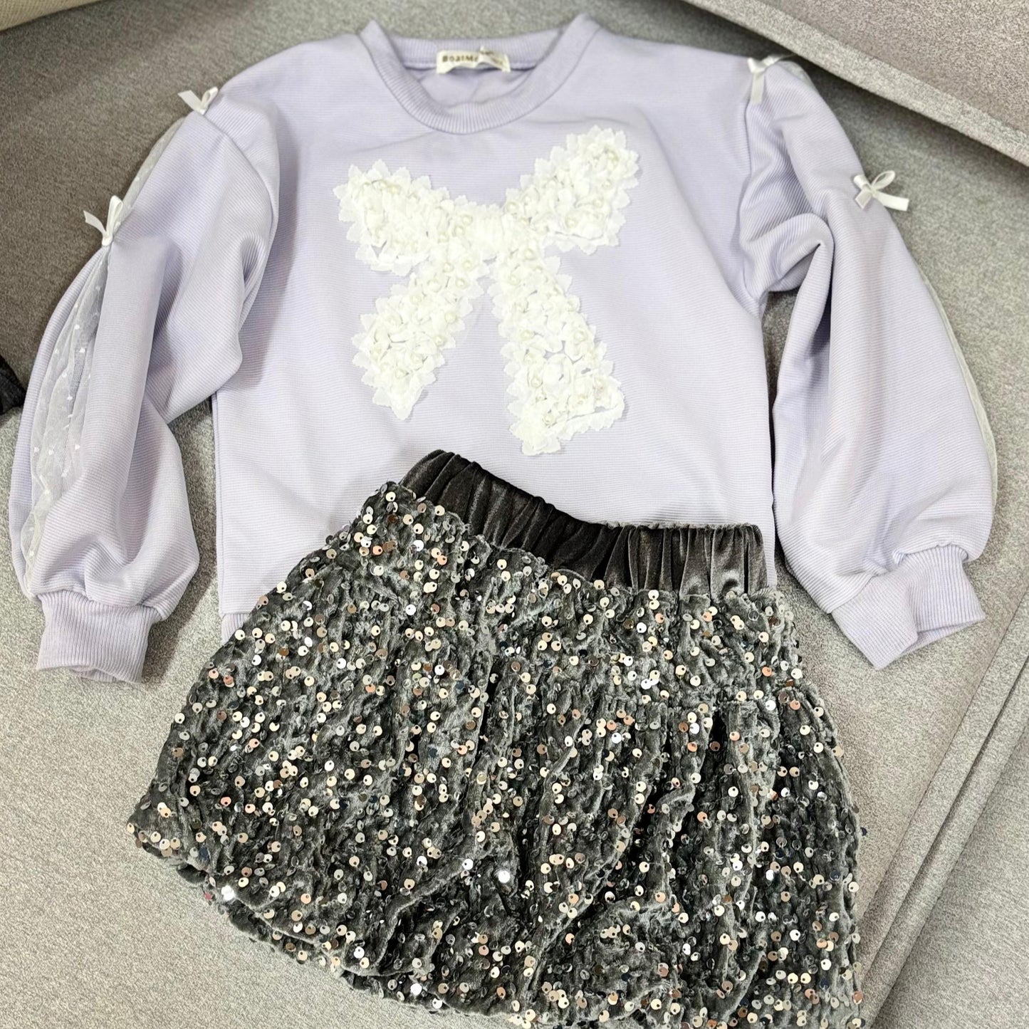 Conjunto Infantil Feminino Lacinho e Brilhos