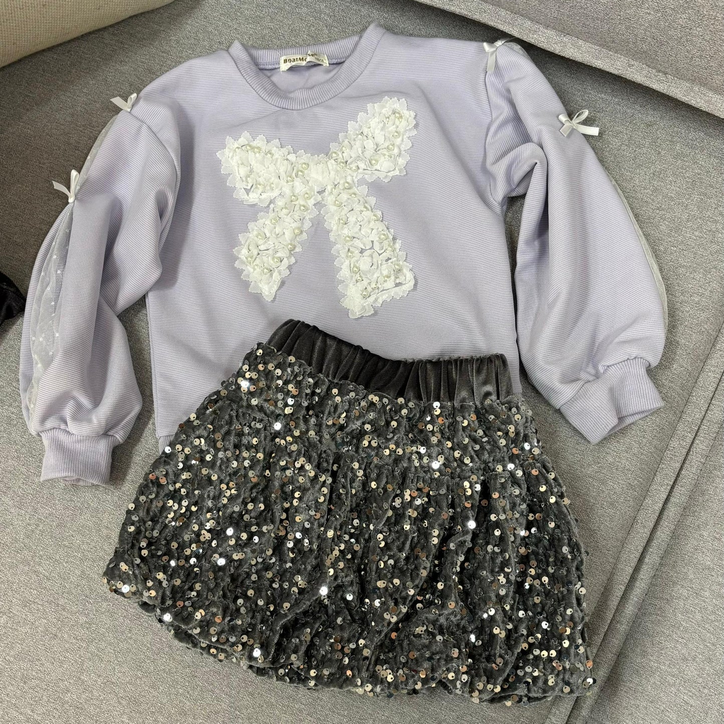 Conjunto Infantil Feminino Lacinho e Brilhos