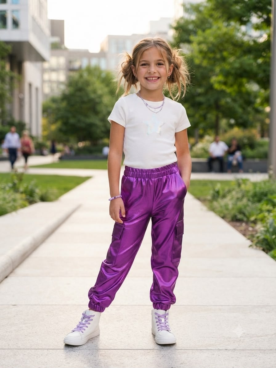 Calça Infantil Roxo Bolsinhos