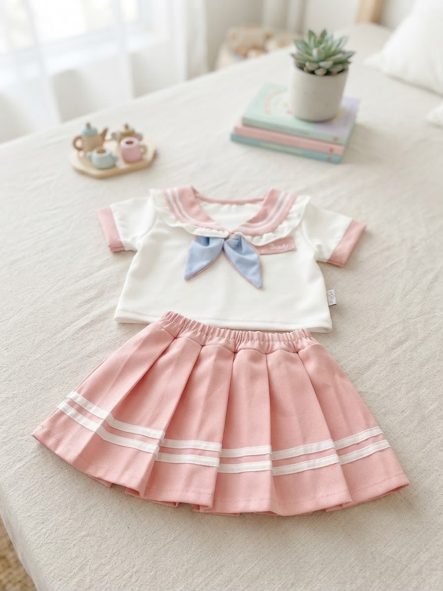 Conjunto Infantil Gravatinha e Saía Plíssada