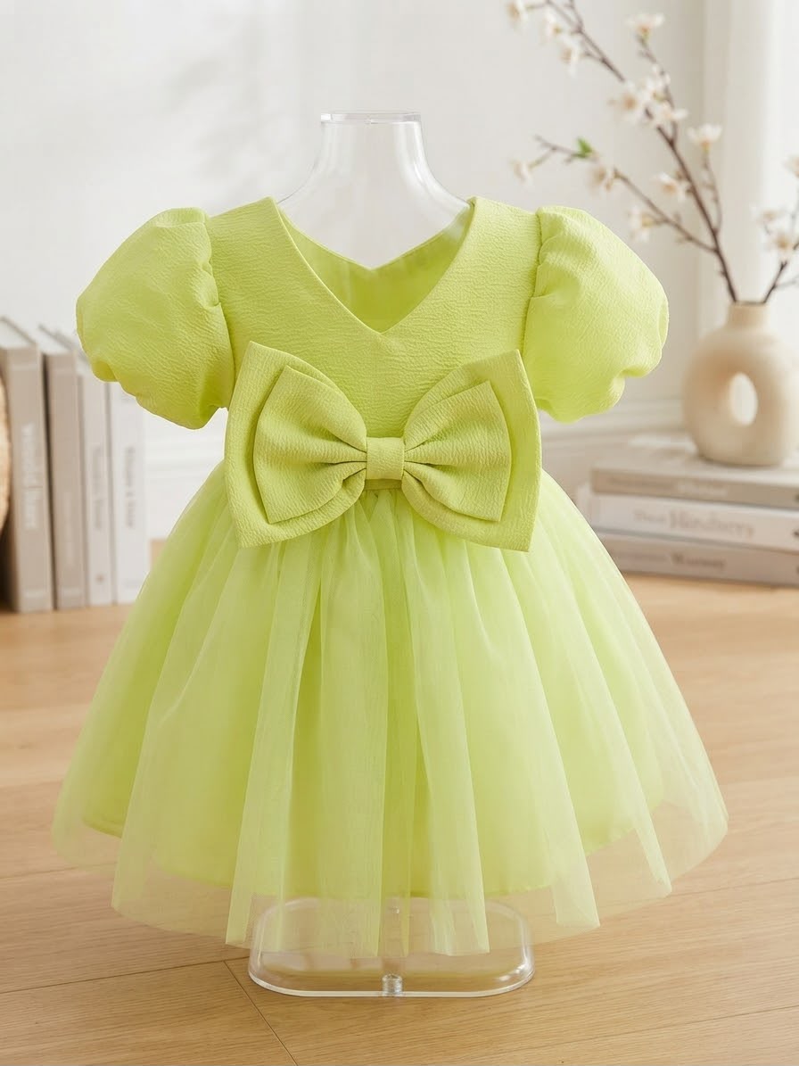 Vestido Infantil Verde Lacinho
