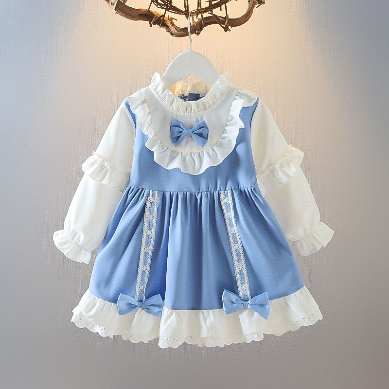 Vestido Infantil Azul Golinha Babados
