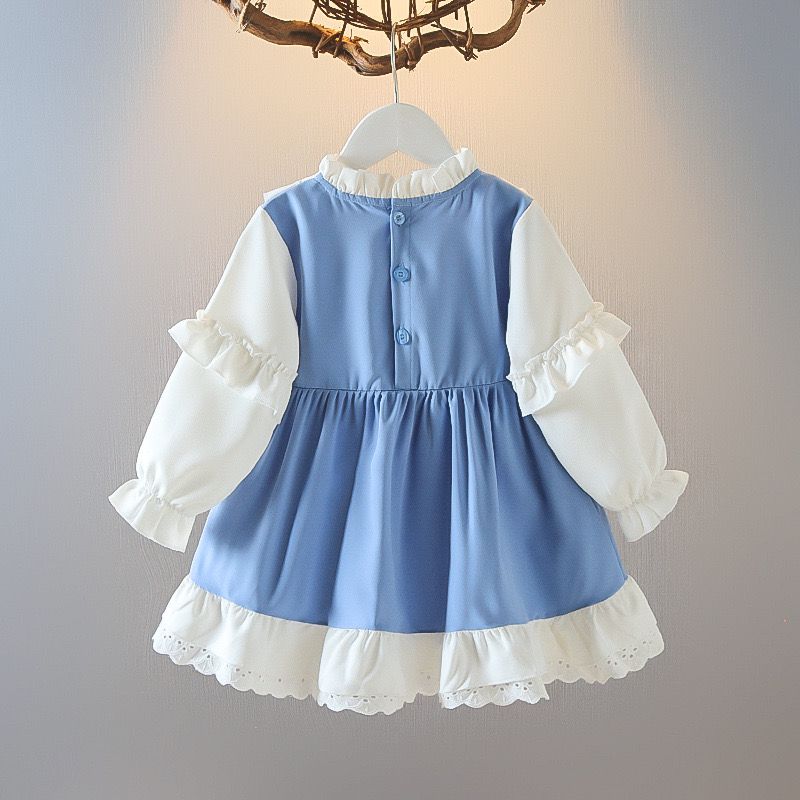 Vestido Infantil Azul Golinha Babados