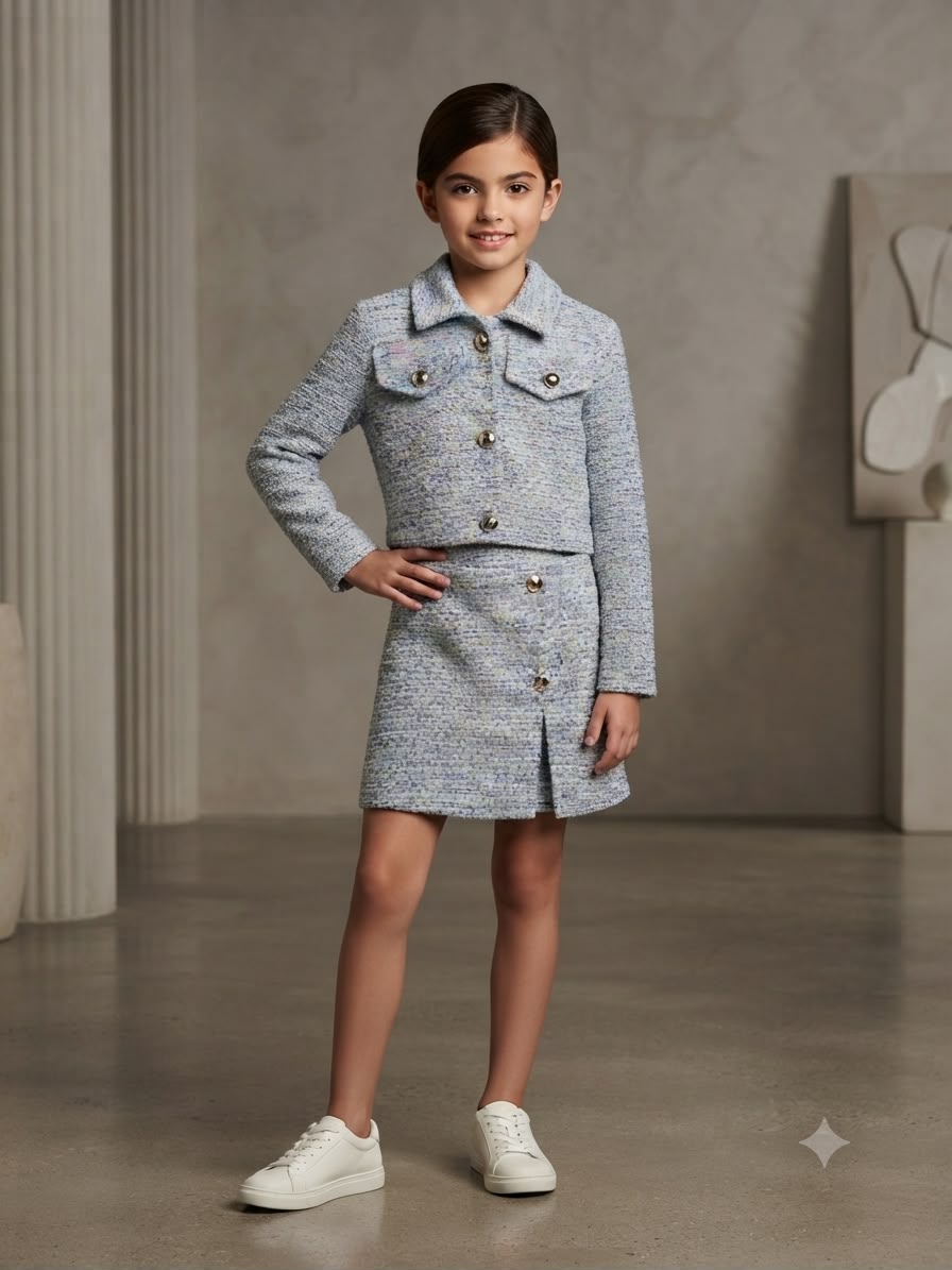 Conjunto Infantil Feminino Tweed Botões