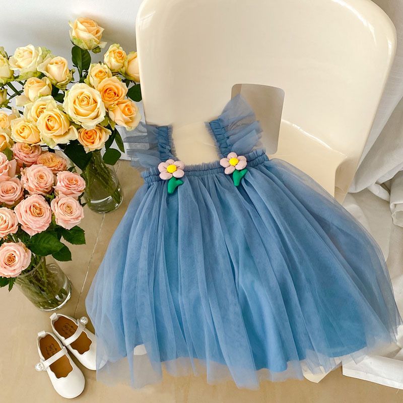 Vestido Infantil Tule Florzinhas Delicado