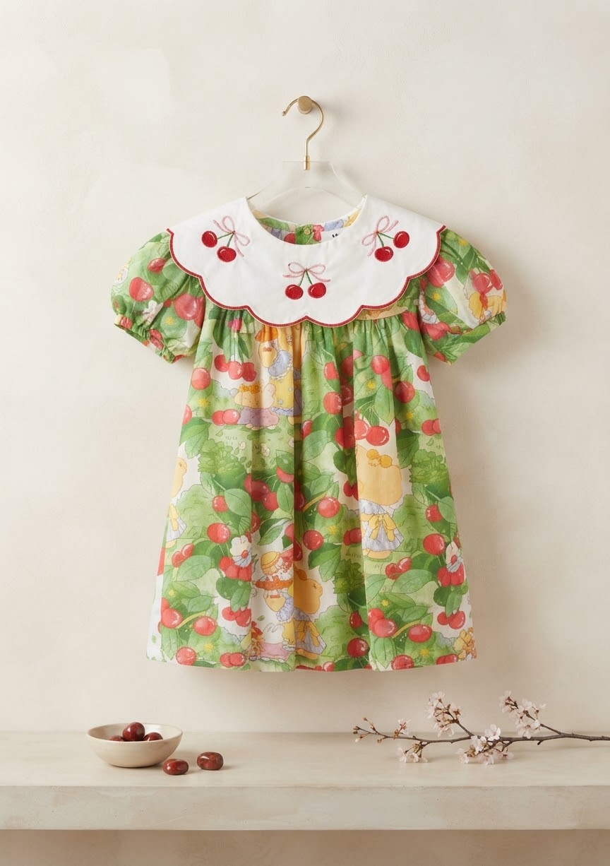 Vestido Infantil Gola Cerejinhas