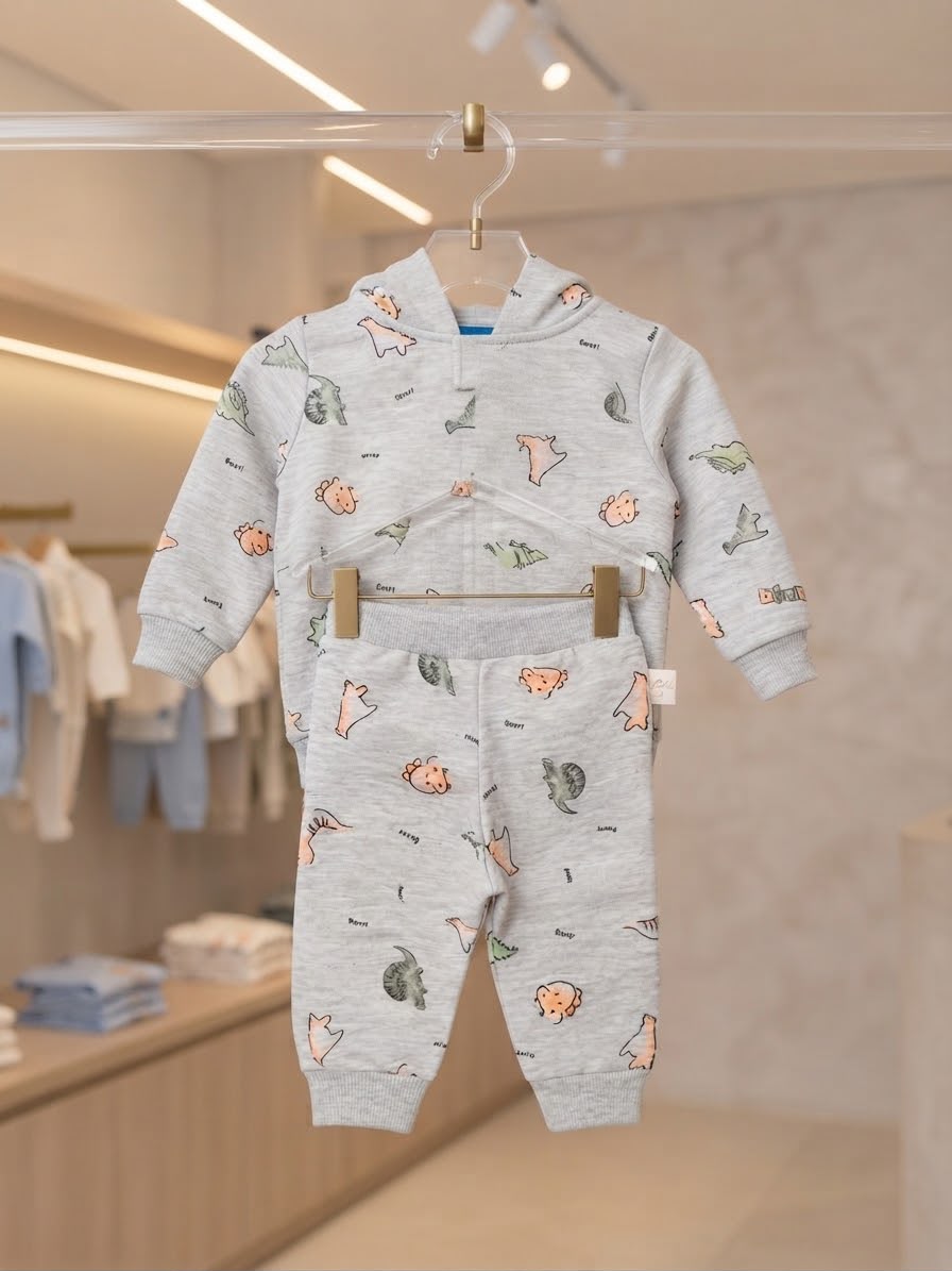 Conjunto Moletom Flanelado Dinossaurinho